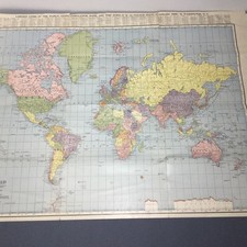 Rand McNally World Map 28x21 Frederic Haskin Evening Gazette Mercator Projection