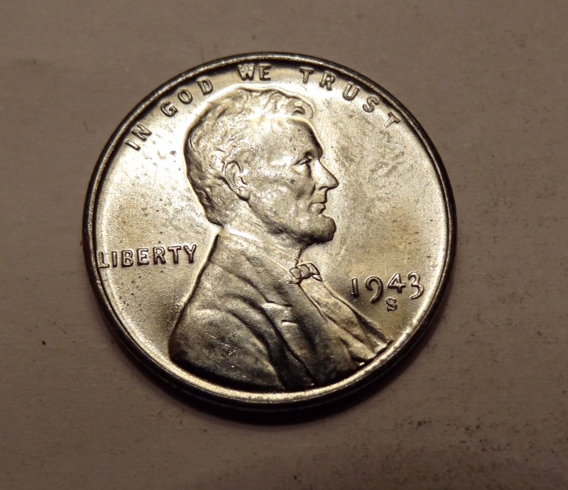 1943 S STEEL LINCOLN CENT, GEM BU,  TAKEN FROM AN ORIGINAL BU ROLL !