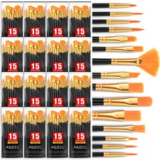 AROIC Acrylic Paint Brush Set,16pack/240pcs Nylon Hair Oil Watercolor Rock Fa...