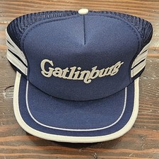 Vintage Never Worn Gatlinburg Blue White Trucker Hat Snapback Adjustable