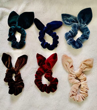 6pc Fabric Bow Scrunchie Hair Ties Multicolor 4.5in for Women Adult