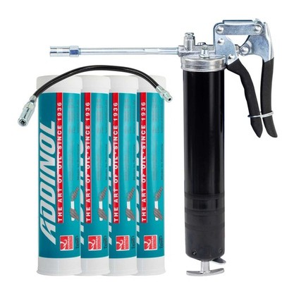 ADDINOL EP Mehrbereichsfett LM 2 EP 4 X 400 g + Fettpresse BockTec Lithiumfett