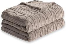 Taupe Fleece Throw Blanket for Couch - Super Soft Cozy Plush Fuzzy Blanket for S