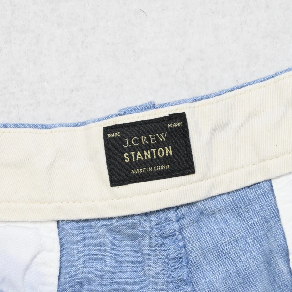 J.CREW Baird McNutt 100% Linen Shorts Stanton Blue Flat Front Mens Size 32 x 9" - Image 2 of 4