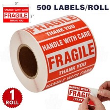 500 Fragile Stickers 2x3 Fragile Labels Sticker Handle With Care Mailing Label