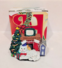 VTG 1993 Fancy Feast double-sided Christmas Ornament Cat & Tree, Fireplace Boxed