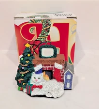VTG 1993 Fancy Feast double-sided Christmas Ornament Cat & Tree, Fireplace Boxed