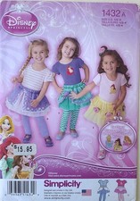 Simplicity 1432 Girls Toddlers Disney Tutus Top Leggings Sewing Pattern Sz 1/2-4