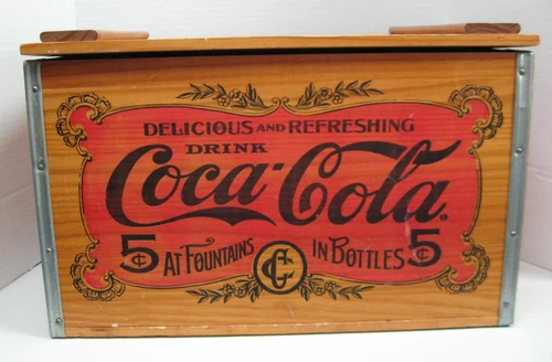 Vintage Coca-Cola Wooden Checkers Lid, Red Crate Storage Box, Atlanta GA