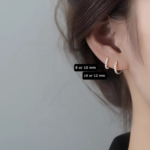 Womens CZ Crystal Small Huggie Hoop Earrings Minimalist Jewelry Gift For Her - Picture 6 of 8