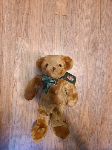 Harrods Knightsbridge Brown Tan Teddy Bear Plush 15” Green Bow NWT