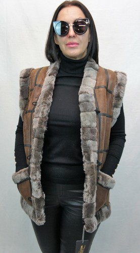 Unisex 100% Echtes Lammfell Shearling Leder Pelz Weste Jacke Men Damen Neu S-6XL - Picture 18 of 84