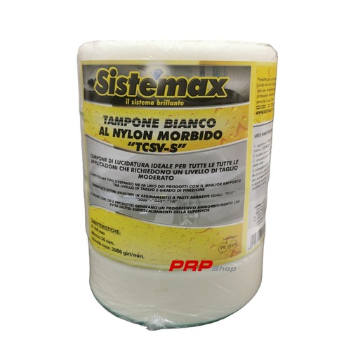TAMPONE VELCRATO BIANCO MORBIDO lucidatura 160mm x 50mm Sistemax TCSV/S strappo - Imagen 2 de 6