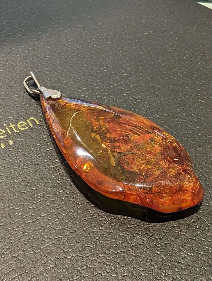 Goldene Zeiten Juweliere Anhänger Natur cognac Bernstein V Öse 835 Silber - Bild 3 von 4