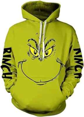 CHRISTMAS GREEN MONSTER GRINCH 3D PRINTED HOODIE SIZE XXL