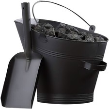 COAL BUCKET AND SHOVEL SET WATERLOO CHARCOAL ASH LOG SCUTTLE HOD FIRESIDE STEEL