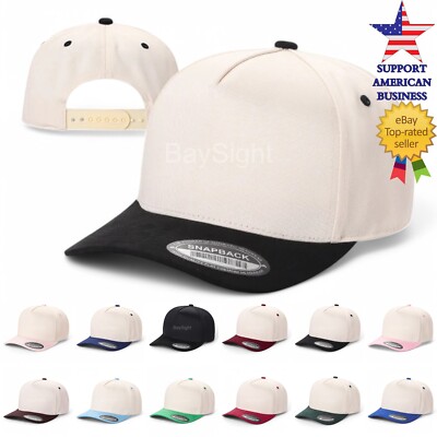 Mens Baseball Cap Snapback Adjustable Size Cotton Trucker Hat Suede Bill Visor