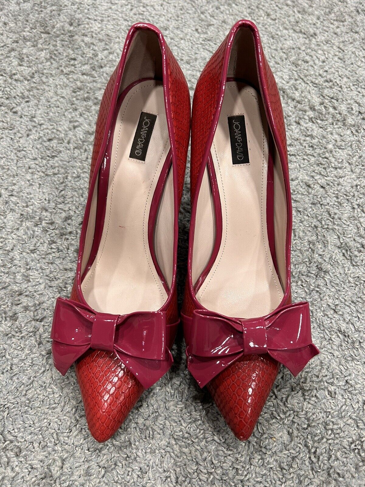 Joan And David Womens Red Pumps Shoes Leather Hee… - image 1