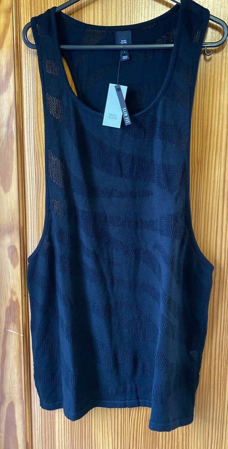 Mens River Island Vest New Tags Black Size Large