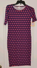 Lularoe Julia Dress XS Pencil Dress Blue Red NWT