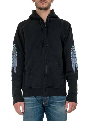 AUTHENTIC Marcelo Burlon County of Milan Men Genek Zip Hood Feather Print Size M