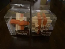 Classic Games Wooden Brain Teasers Casse-Tete Lot of 2 NEW Bagged Ages 6+