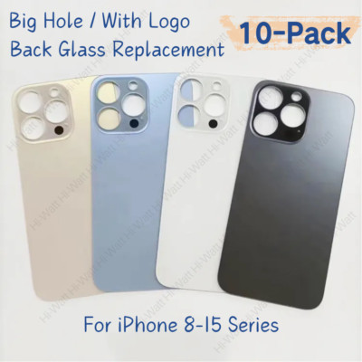 Replacement Rear Back Glass Big Hole 10x For iPhone 15 14 13 12 11 Pro XS SE Lot