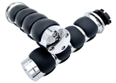 TWISTED CHROME CUSHION GRIPS HARLEY SOFTAIL DYNA TOURING SPORTSTER FXR INDIAN