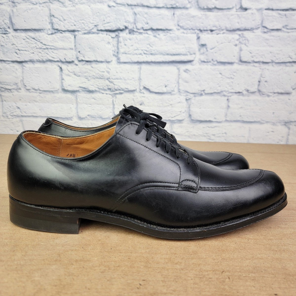 Alden Split Toe Derby Lace Up Black Leather Dress Shoes Men's Size