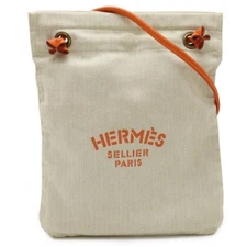 HERMES Sac Aline PM Shoulder Bag Toile Chevron Leather orange/natural