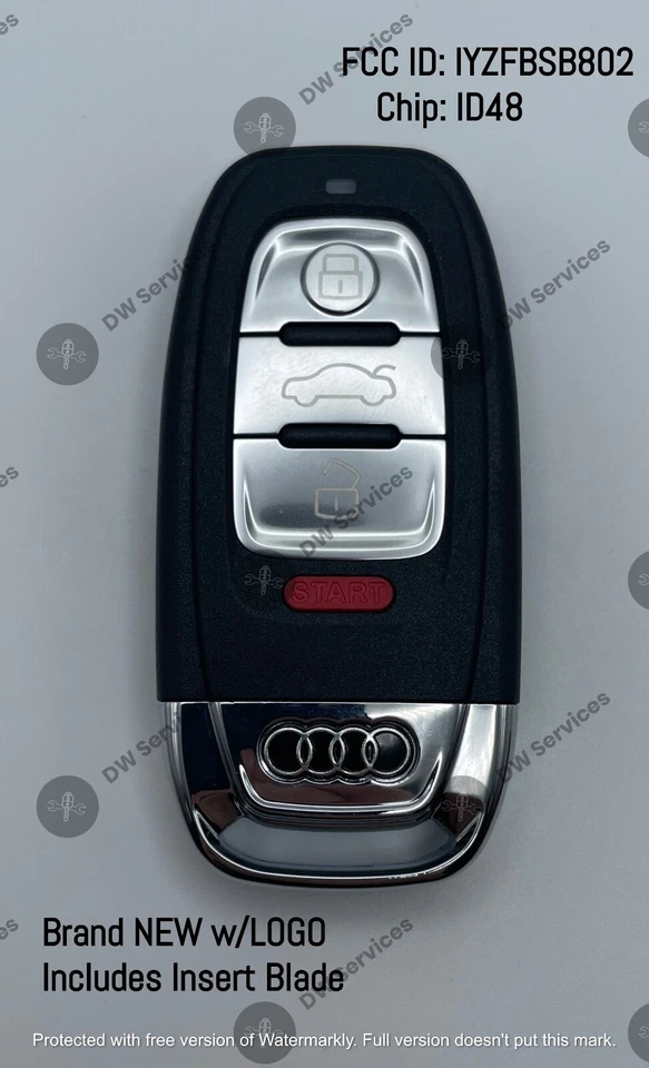 ¡NUEVO! Mando a distancia Audi 4 botones ranura llavero SIN confort ACCESO IYZFBSB802 Foto 2 de 4