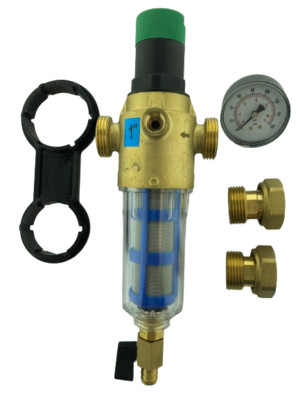Rückspülfilter  DN25 1 Zoll mit Druckminderer Hauswasserfilter Hauswasserstation