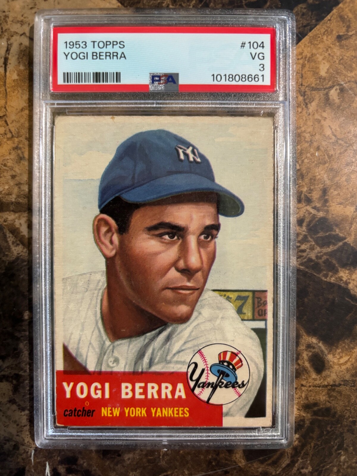 1953 TOPPS BASEBALL #104 YOGI BERRA PSA 3 VG