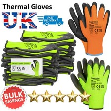 12 Pairs Thermal Builders Work Glove Latex Coated Construction Gardening Grip