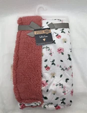 Blankets & Beyond Baby Girls Coral Pink Floral Flower Blanket Security Lovey NEW