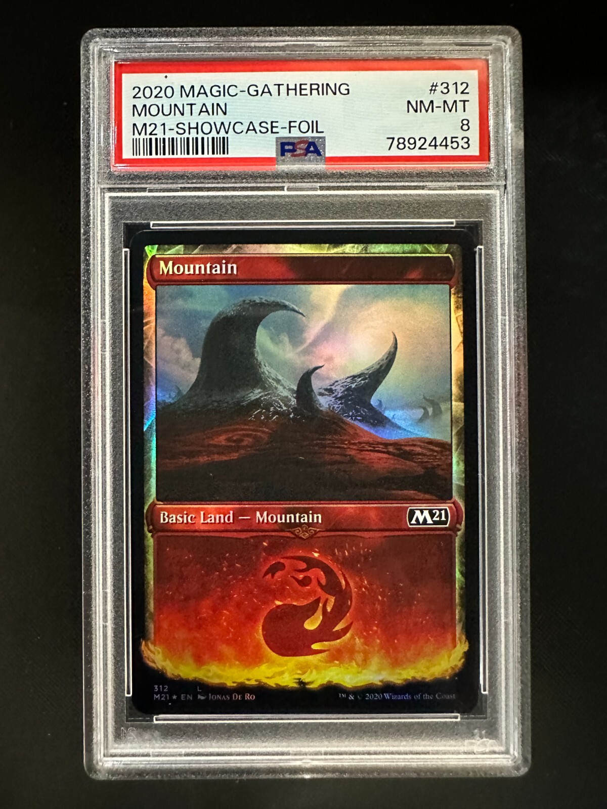2020 Magic the Gathering #312 - M21 Showcase Foil - Mountain - PSA 8