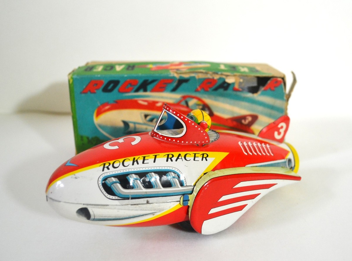 特撮 Japanese Vintage Misc Goods Mixed Lot Vintage ROCKET RACER Space Tin Friction TM Modern Toys Japan With