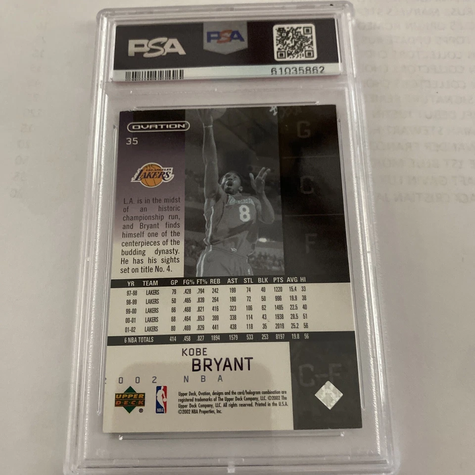 2002 UD Ovation #35Kobe Bryant Los Angeles Lakers HOF PSA 7 - Image 4 of 4
