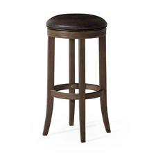 Maven Lane Eva Bar Stool in Walnut Finish with Marksman Saddle Vegan Leather