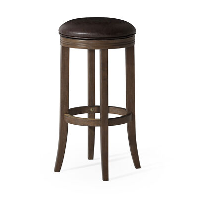 Maven Lane Eva Bar Stool in Walnut Finish with Marksman Saddle Vegan Leather