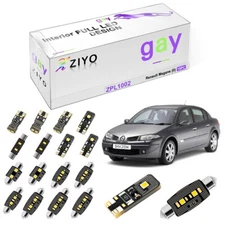 16 Bulbs White LED Interior Light Kit Package For Renault Megane II 2002-2009