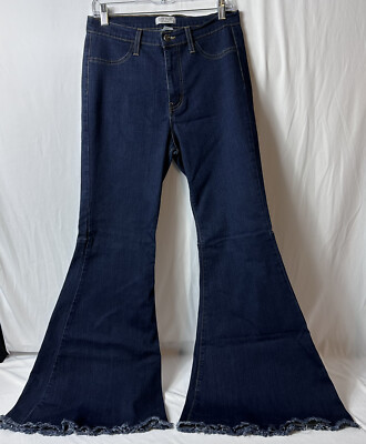 Judy Blue Super Flare Fit Jeans Medium Wash Raw Hem Bell Bottoms High Rise  Sz 13
