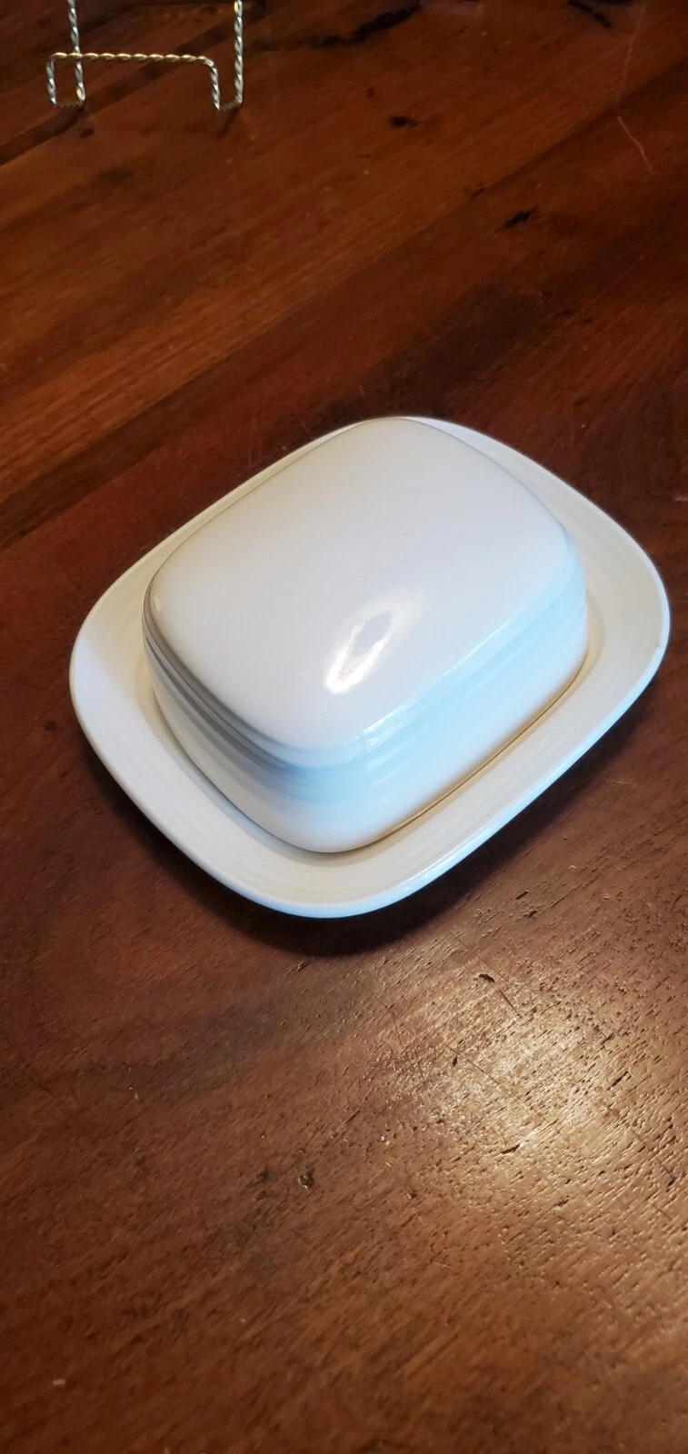 RARE Mikasa Terra Stone Vanilla White Covered 1 Lb Butter or Cheese Square Dish