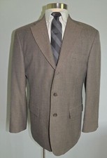 MEN'S HAGGAR BROWN/BLACK CHECK WOOL BLEND 3 BUTTON SPORT COAT SIZE 42R