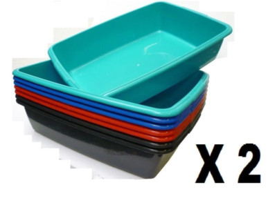 GROSSE HAUSTIERTOILETTE KUNSTSTOFF KATZE KÄTZCHEN HUND TIER TOILETTENSCHALE 2ER SET NEU
