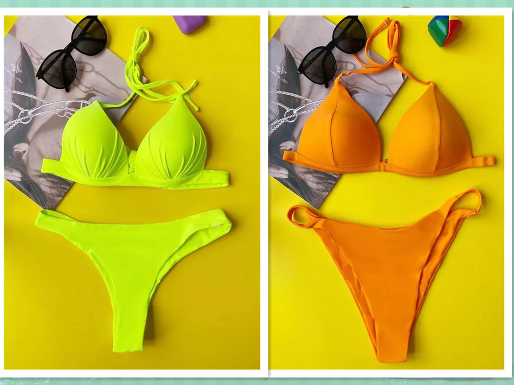 Sexy!!! Women Ladies Colorful Push Up Bra Bikini Set Swimsuit Beach Swimwear