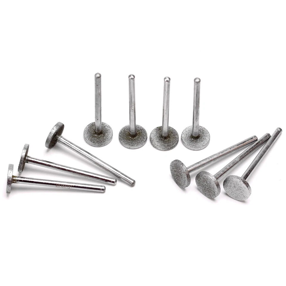 10Pcs 10-13mm Thin Disc T Head Diamond Burrs Grinding Bits Carving Stone Tools - Image 2 of 4