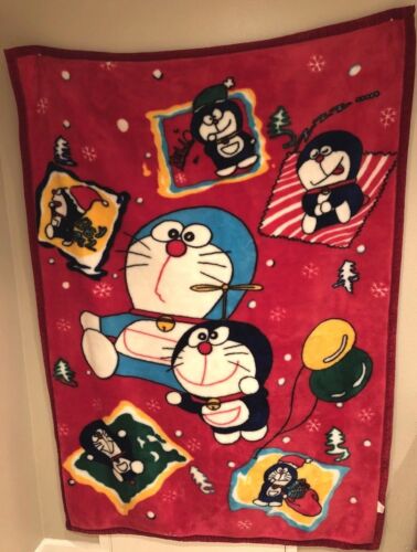 Sanrio Doraemon Ding Dong Plush Blanket Vintage Size Large 54"x80" - Afbeelding 1 van 12