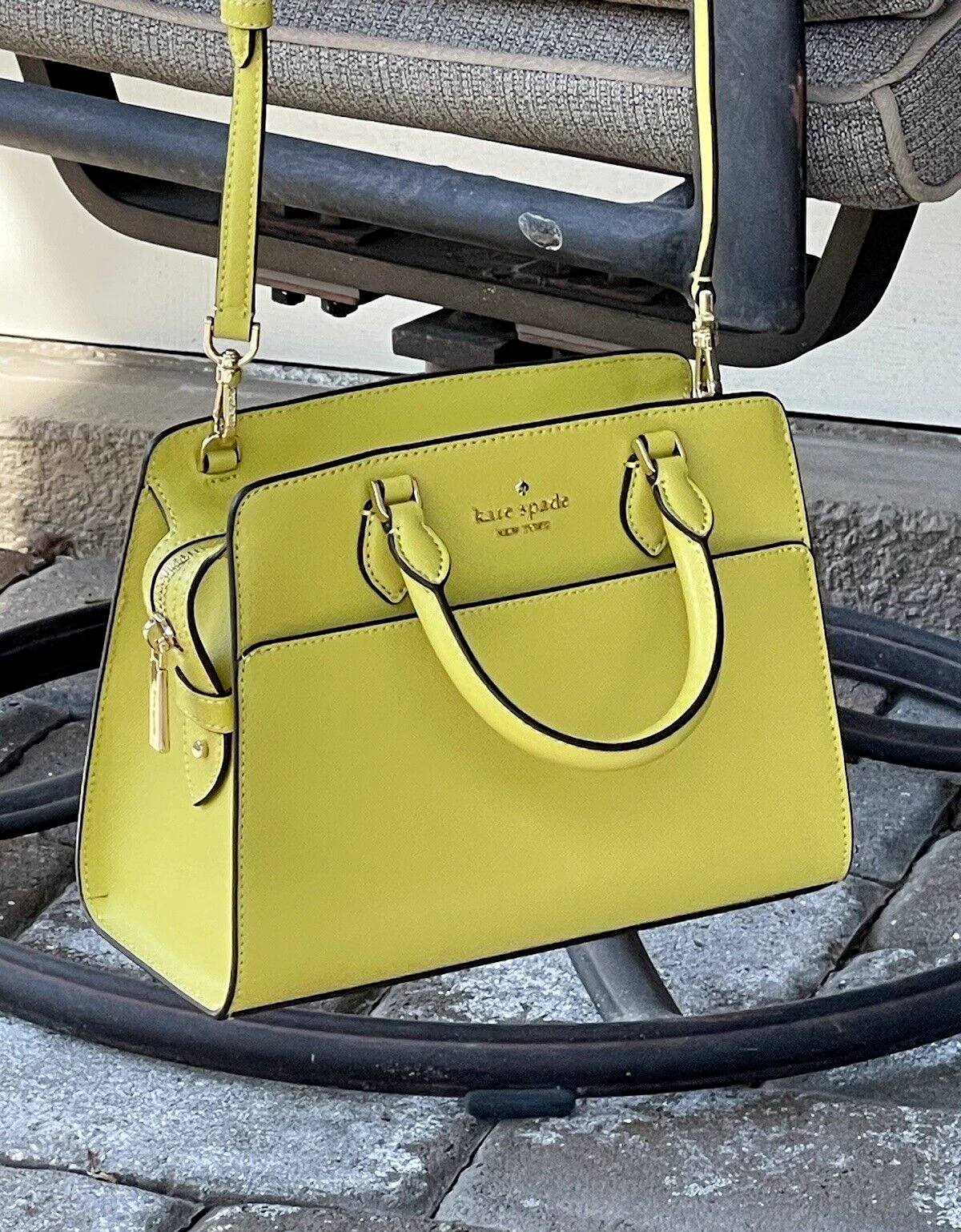 BORSA A TRACOLLA KATE SPADE MADISON MINI PICCOLA TRACOLLA TRACOLLA PELLE GIALLO LIME