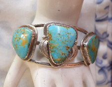 Vintage Men's Navajo Sterling Royston Turquoise Cuff Bracelet 7 5/8"
